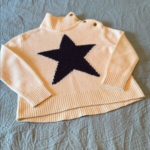 kate spade Broome Street Cream Turtleneck Sweater with Navy Blue Star